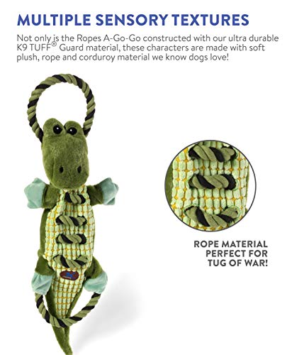 Charming Pet Ropes-A-Go-Go Gator Interactive Plush Squeaky Dog Tug Toy