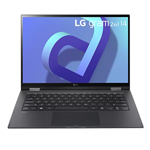 LG gram (2022) 14T90Q 2-in-1 Tablet Laptop, 14' (1920 x 1200) IPS Display, Intel Evo 12th Gen i7 1260P Processor, 16GB LPDDR5, 1TB NVMe SSD, FHD Webcam, WiFi 6E, Thunderbolt 4, Windows 11, Black