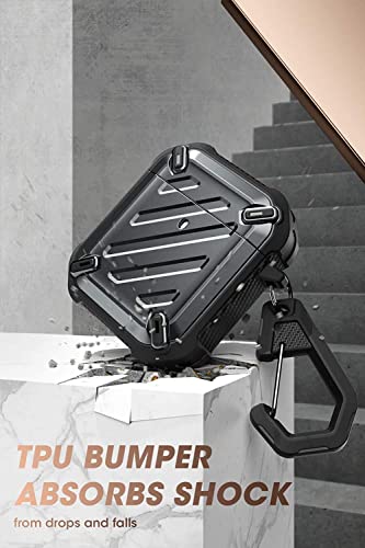 SUPCASE Unicorn Beetle Pro Series Case Designed for Airpods 1 and 2, Full-Body Rugged Protective Case with Carabiner for Apple Airpods 1st and 2nd (Black)