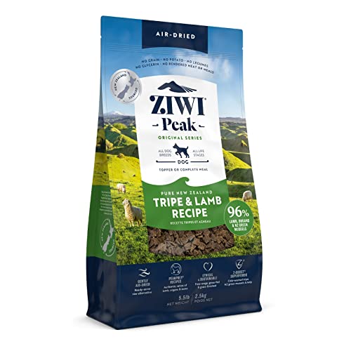 ZIWI Peak Air-Dried Dog Food – All Natural, High Protein, Grain Free and Limited Ingredient with Superfoods (Tripe and Lamb, 5.5 lb)