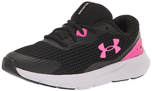 Under Armour Women's Surge 3 Running Shoe, (004) Black/Black/Rebel Pink, 9.5
