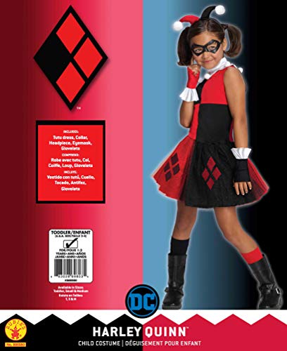 Rubie's DC Super Villain Collection Harley Quinn Girl's Costume with Tutu Dress, Medium , Red