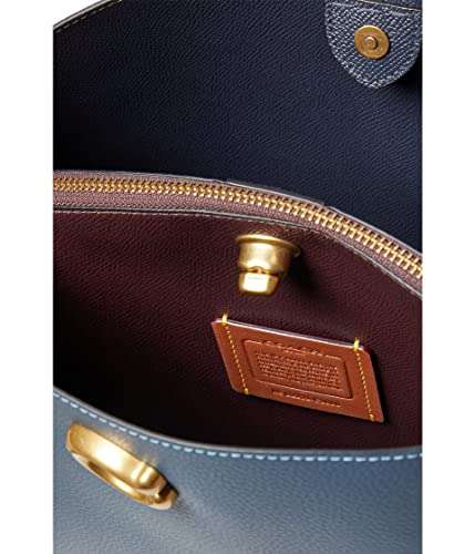 COACH Color-Block Leather Willow Shoulder Bag Denim One Size