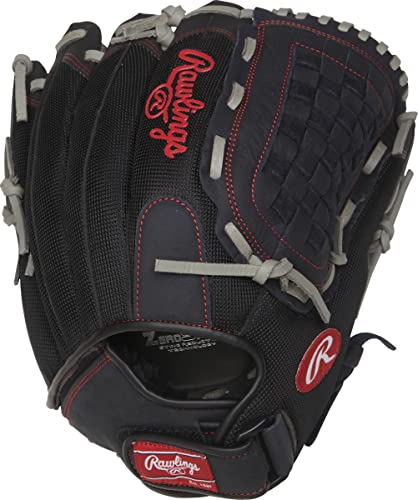 Rawlings Renegade 14' Softball, FB/Basket R140BGS-6/0 Gloves, Right Hand Throw, Black/Grey