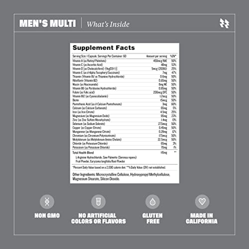 Health By Habit Mens Multi Supplement 2 Pack (120 Capsules) - 23 Essential Vitamins and Minerals, Supports General Health and Wellness, Non-GMO, Sugar Free (2 Pack)