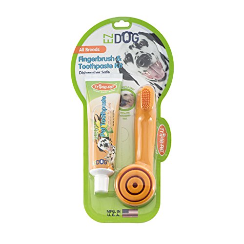 EZDOG by Triple Pet Dental Care Kit Contains Patented Finger Brush and All-Natural Vanilla Toothpaste | Best Dental Care For Dogs For Fresh Breath | Dogs Love the Taste, All Dogs