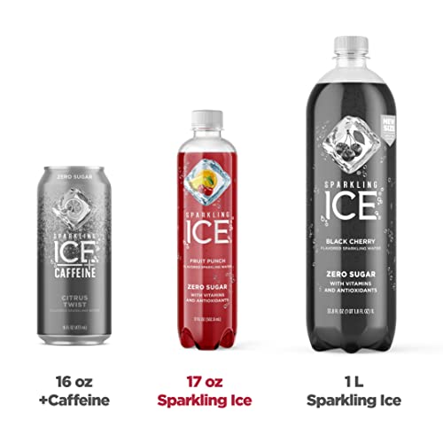 Sparkling Ice, Fruit Punch Sparkling Water, Zero Sugar Flavored Water, with Vitamins and Antioxidants, Low Calorie Beverage, 17 fl oz Bottles (Pack of 12)