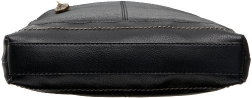 Sakroots Iris Crossbody Bag in Leather, Casual Purse with Adjustable Strap and Zipper Pockets, Multifunctional and Sustainably-Made, Black