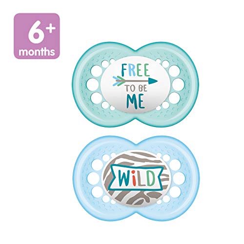 MAM Original Baby Pacifier, Nipple Shape Helps Promote Healthy Oral Development, Sterilizer Case, 6-16 Months, Attitude/Boy, 2 Piece Set (Pack of 1
