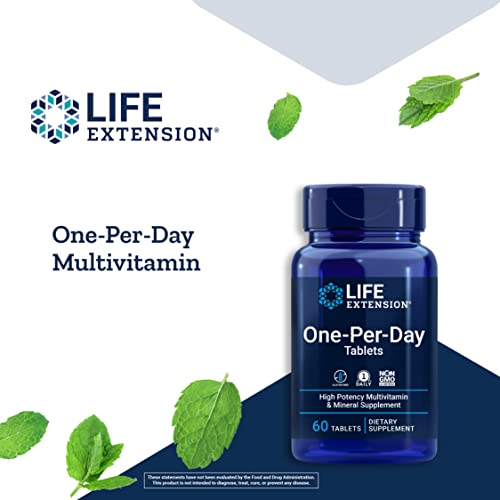 Life Extension One-Per-Day Multivitamin - Essential Vitamins and Minerals - for Healthy Immune Function, Cellular, Blood Vessel, Heart and Brain Health - Non-GMO, Gluten-Free - 60 Tablets