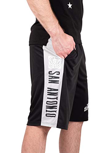 Ultra Game NBA San Antonio Spurs Mens Mesh Basketball Shorts, Black, Medium