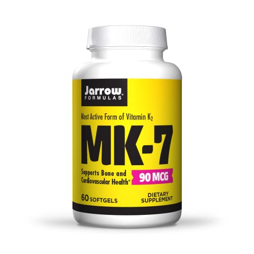 Jarrow Formulas MK-7 90 mcg - Superior Vitamin K Product for Building Strong Bones - Dietary Supplement Supports Heart and Cardiovascular Health - 60 Servings (PACKAGING MAY VARY)