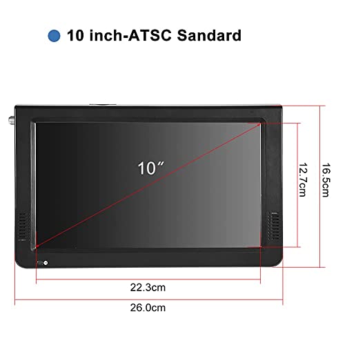 Eboxer 10 inch Portable TV ATSC Digital Television 16:9 TFT LED 1080P HDMI Video Player with USB/TF Card Slot Built in Rechargeable Battery for Home Car Outdoor Travel (01)