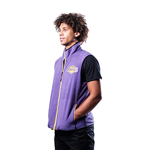 Ultra Game NBA Los Angeles Lakers Mens Basic Full Zip Vest, Team Color, Large