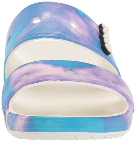 Crocs Unisex-Adult Classic Tie Dye Two-Strap Sandals, Rainbow Galaxy, 13 Men/15 Women