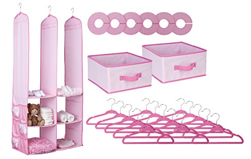 Delta Children Nursery Storage 24 Piece Set - Easy Storage/Organization Solution - Keeps Bedroom, Nursery and Closet Clean, Pink