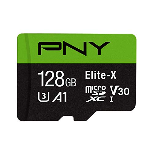 PNY 128GB Elite-X Class 10 U3 V30 microSDXC Flash Memory Card - 100MB/s, Class 10, U3, V30, A1, 4K UHD, Full HD, UHS-I, microSD