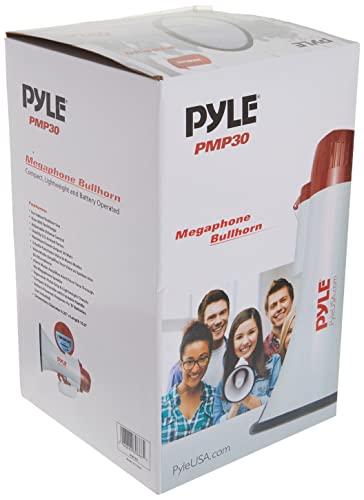Pyle Megaphone Speaker Lightweight Bullhorn - Built-in Siren, Adjustable Volume Control and 800 Yard Range - PMP30