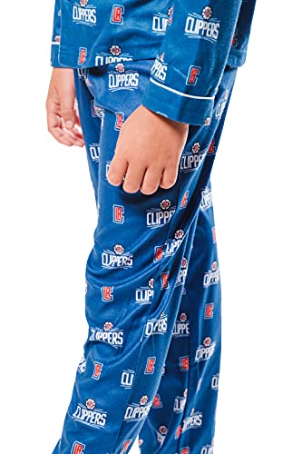 Ultra Game NBA Los Angeles Clippers Youth 2 Piece Soft Tee Shirt and Lounge Pants Sleepwear Loungewear Pajama Set, Team Color, 10/12