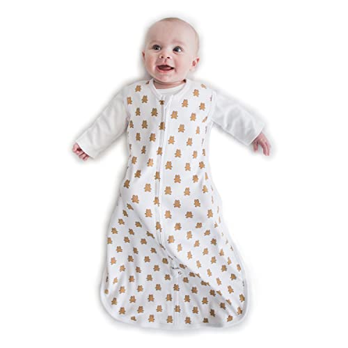 Amazing Baby Cotton Sleeping Sack, Wearable Blanket with 2-way Zipper, Butterum Tiny Bears, Small (0-6 mo)