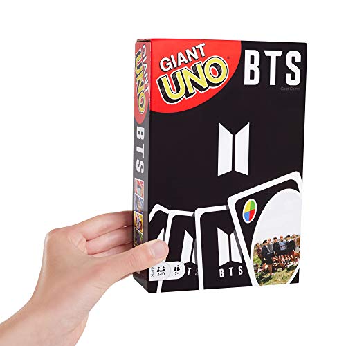 Mattel Games Giant UNO BTS Card Game with 108 Cards Based on BTS Global Superstars Global Boy Band, Gift for Boys and Girls Age 7 Years and Older