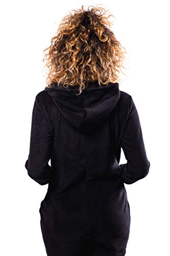 Ultra Game NBA Los Angeles Lakers Womens Sleepwear Super Soft Fleece Onesie Pajama Hooded Jumpsuit, Black, Small