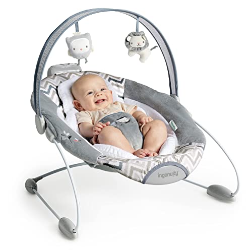 Ingenuity SmartBounce Automatic Baby Bouncer Seat with White Noise, Music, Toy Bar and 2 Plush Infant Toys, 0-6 Months Up to 20 lbs (Braden)