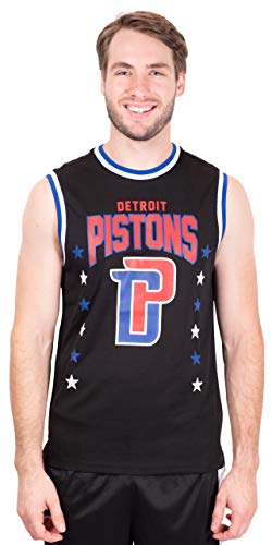 Ultra Game NBA Detroit Pistons Mens Jersey Sleeveless Muscle T-Shirt, Black, X-Large