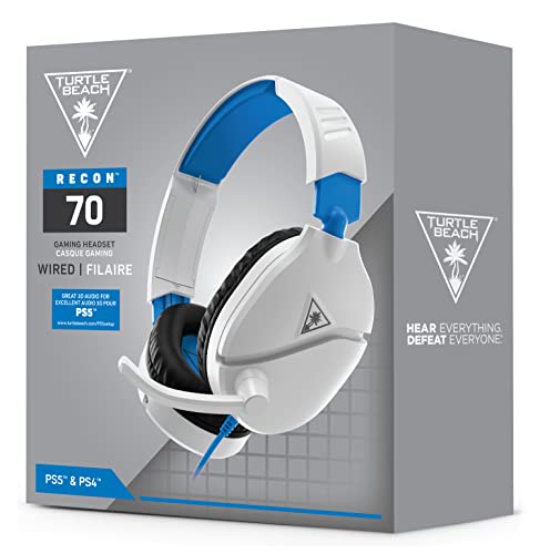 Turtle Beach Recon 70 PlayStation Gaming Headset for PS5, PS4, Xbox Series X/ S, Xbox One, Nintendo Switch, Mobile, and PC with 3.5mm - Flip-to-Mute Mic, 40mm Speakers, 3D Audio – White