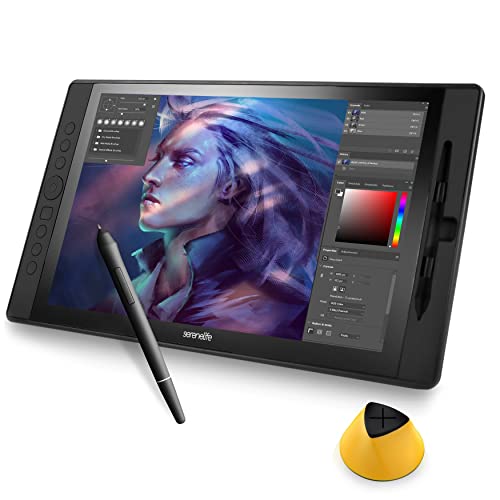 SereneLife Graphic Tablet with Passive Pen - 15.6' Full-Laminated Technology Art Monitor w/ 8192 Pressure Levels Battery-Free Stylus - Digital Drawing, Online Teaching, Design - for MAC, Windows OS