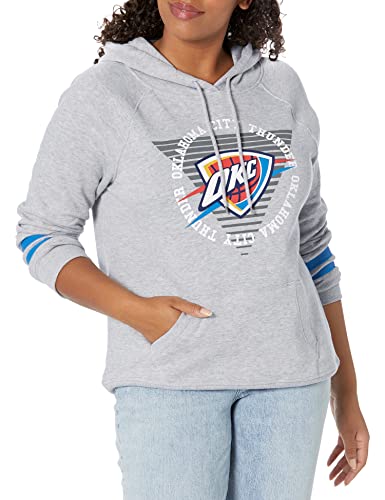 Ultra Game NBA Oklahoma City Thunder Womens Soft Fleece Pullover Hoodie Sweatshirt With Varsity Stripe, Heather Gray, Medium