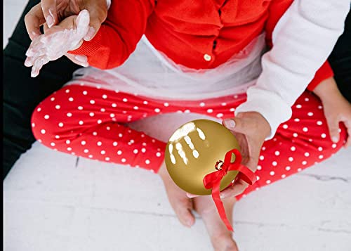 Tiny Ideas Baby's Print 1st Holiday Keepsake Ball Ornament with Included Paint for Handprint, DIY Christmas Ornament, Gold