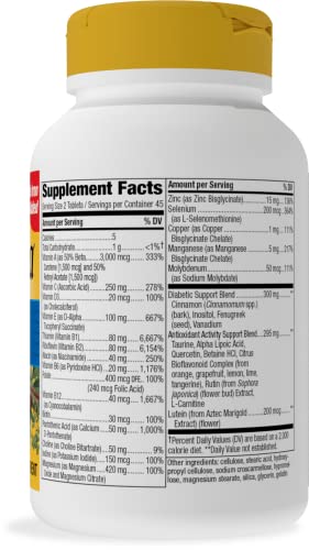 Nature's Way Completia Diabetic Multivitamin, High Potency B-Vitamins. 90 Tablets