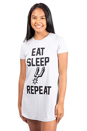 Ultra Game NBA San Antonio Spurs Womens Super Soft Sleepwear Pajama Loungewear Tee Shirt Nightgown, Heather Gray, Small