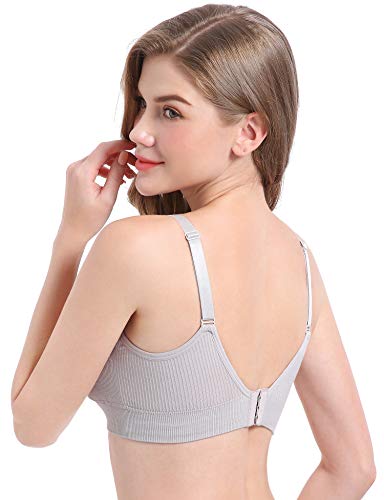 Suekaphin Nursing Wireless Women's Sleeping Maternity Breastfeeding Bra,Large,Sort Rib-A