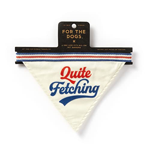 Brass Monkey Quite Fetching Dog Bandana; Durable Cotton Pet Bandana; One Size Fits Most; 9” W x 6” H; 30” Tie Ribbon; Cute Dog Accessories with Eye-Catching Design