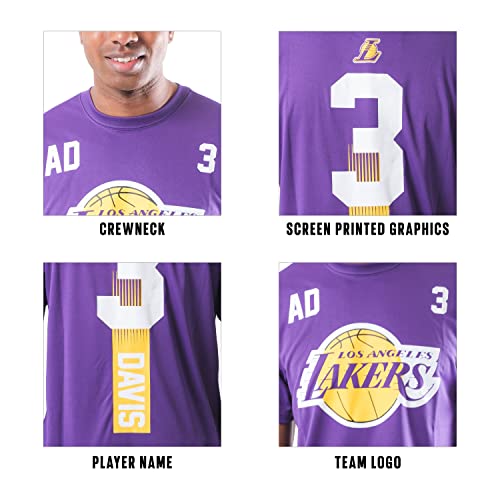 Ultra Game NBA Los Angeles Lakers - Anthony Davis Mens Active Tee Shirt, Team Color, Large