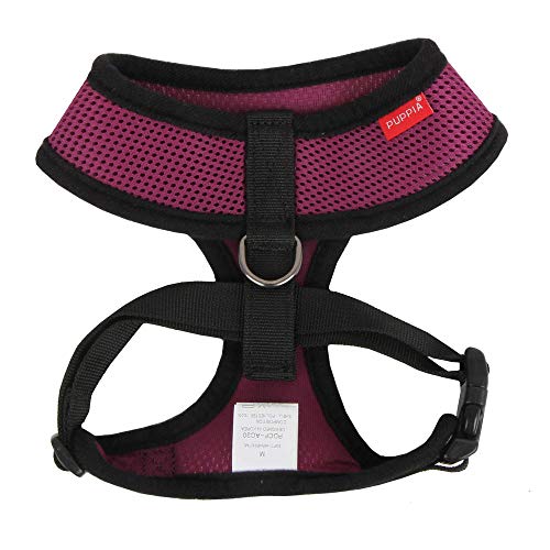 Puppia Soft Dog Harness No Choke Over-The-Head Triple Layered Breathable Mesh Adjustable Chest Belt and Quick-Release Buckle, Purple, Medium