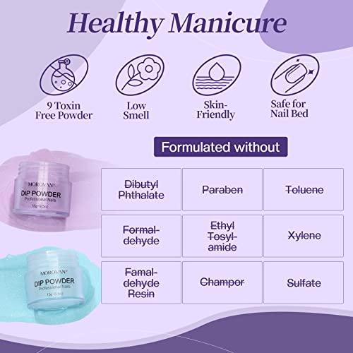Morovan Dip Powder Nail Kit 8 Colors Glitter Nail Powder Dipping Starter Kit with Dip Powder Liquid Set for Nail Beginners and Professionals Nail Art DIY Dipping Powder Set