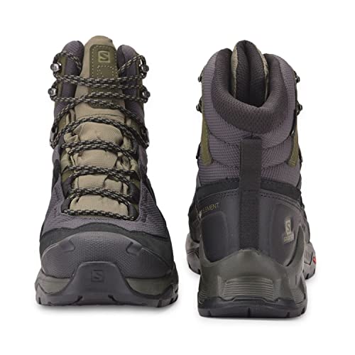 Salomon Quest Element Gore-TEX Hiking Boots for Men, Black/Deep Lichen Green/Olive Night, 9.5