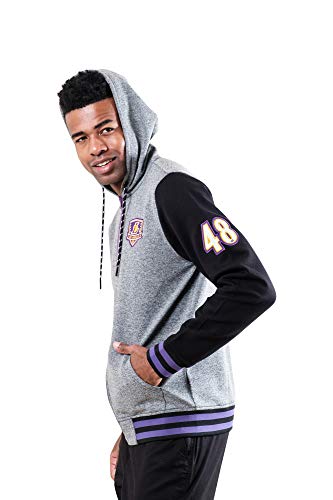 NBA Los Angeles Lakers Mens Men's Full Zip Fleece Hoodie Letterman Varsity Jackett, Team Color, L
