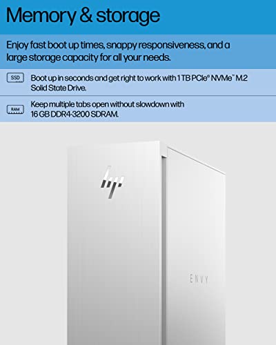 HP Envy Desktop Bundle PC, NVIDIA GeForce RTX 3070 Graphics,12th Generation Intel Core i9 Processor, 16 GB SDRAM, 1 TB SSD, Windows 11 Home OS, Wi-Fi and Bluetooth (TE02-0042, 2022)
