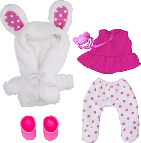 Cry Babies Dressy Coney - 12' Baby Doll | Pink Dress, Bunny Themed White Fluffy Jacket