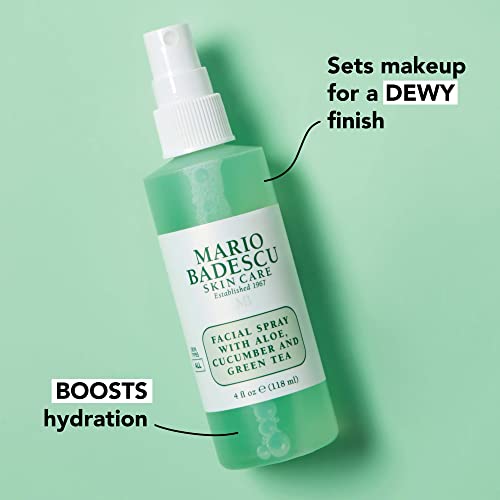 Mario Badescu Facial Spray with Aloe, Cucumber and Green Tea for All Skin Types | Face Mist that Hydrates and Invigorates | 4 FL OZ
