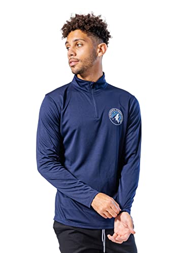 Ultra Game NBA Men's Quarter Zip Long Sleeve Pullover T-Shirt