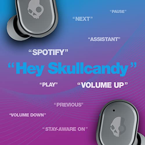 Skullcandy Grind True Wireless In-Ear Bluetooth Earbuds Compatible with iPhone and Android / Charging Case and Microphone / Great for Gym, Sports, and Gaming, IP55 Water Dust Resistant - Grey
