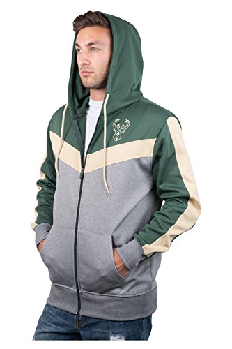 Ultra Game NBA Milwaukee Bucks Mens Soft Fleece Full Zip Jacket Hoodie, Team Color, Small