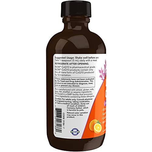 NOW Supplements, CoQ10 Liquid, 100 mg per Teaspoon, with Co-enzyme B Vitamins, Sweetened with Xylitol, 4-Ounce