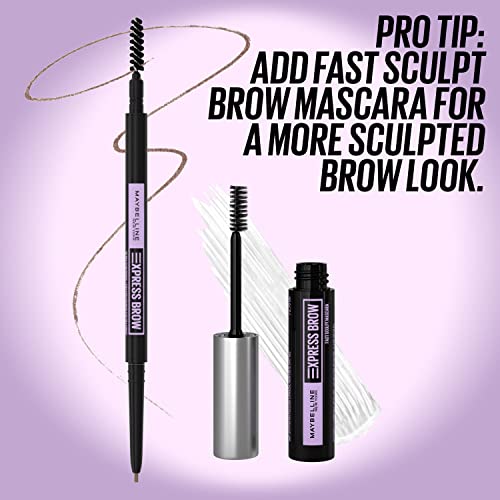 Maybelline Brow Ultra Slim Defining Eyebrow Makeup Mechanical Pencil With 1.55 MM Tip And Blending Spoolie For Precisely Defined Eyebrows, Deep Brown, 0.003 oz.