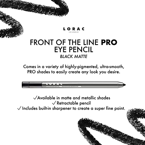 LORAC Front Line PRO Waterproof Eyeliner Pencil, Pearl Black| Long Lasting| Makeup Pencil Sharpener | High-Precision